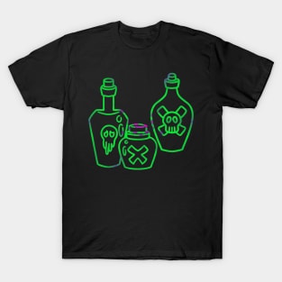 Poison bottles in toxic neon green and purple, vector illustration T-Shirt